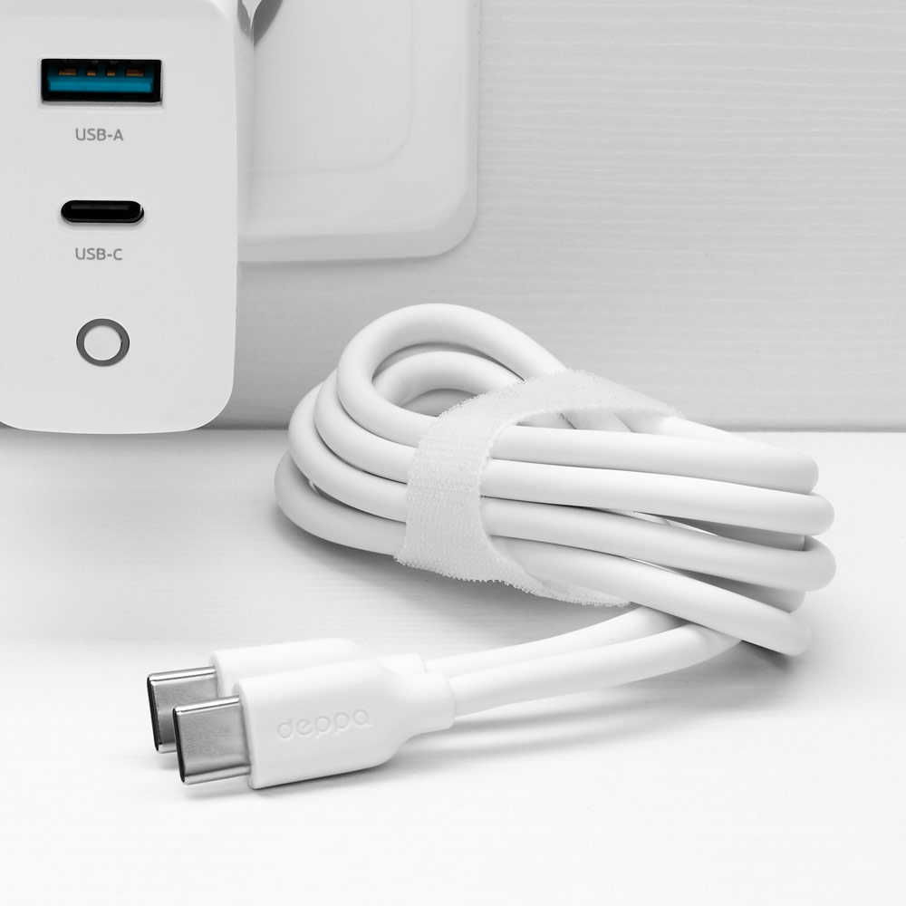 Кабель Deppa USB-C - USB-C, 3A, 1.2m - Белый, картинка 3