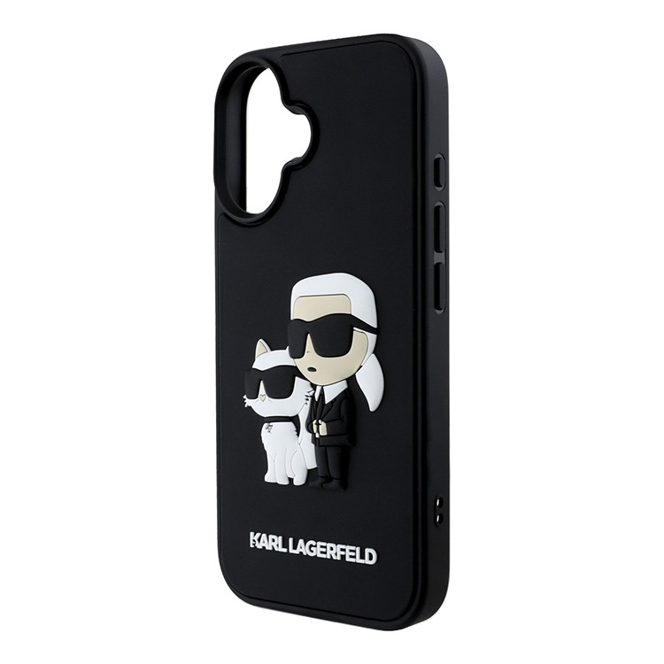 Чехол для iPhone 16 KARL LAGERFELD 3D Rubber NFT Karl & Choupette Hard Black, картинка 3