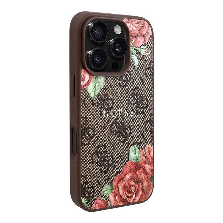 Чехол для iPhone 16 Pro Max GUESS PU Flowers Roses Hard Brown MagSafe, картинка 2