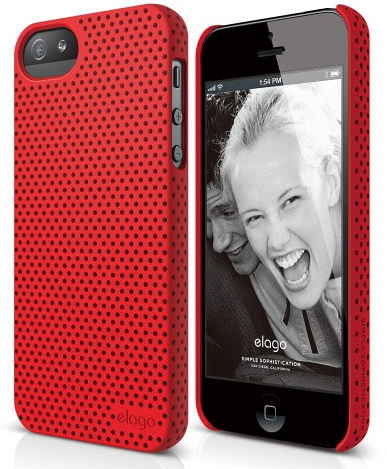 Чехол Elago для iPhone 5S/SE Breathe Hard PC перфорированный красный, слайд 1