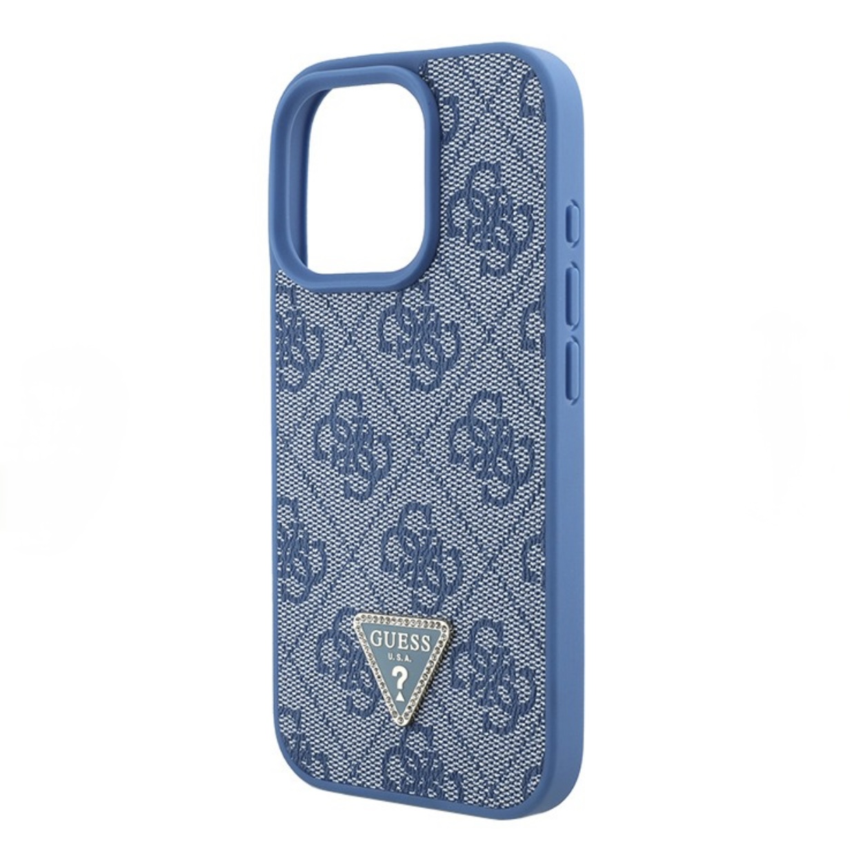 Чехол для iPhone 16 Pro GUESS PU Triangle Diamond metal logo Hard Blue  , картинка 3