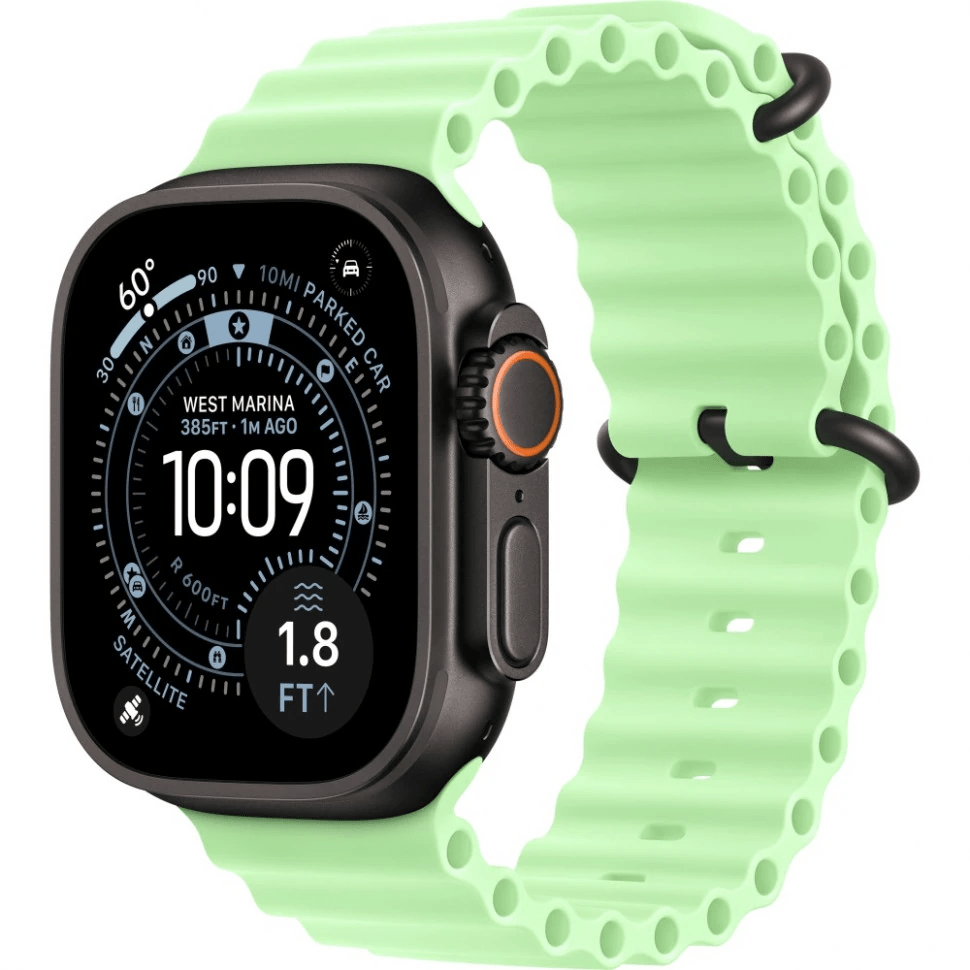 Apple Watch Ultra 3 GPS, 49 мм, черный титан, ремешок Ocean цвета «Neon Green»