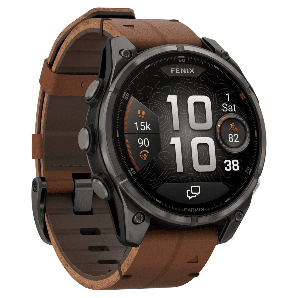 Умные часы Garmin Fenix 8 Pro 47mm Amoled/Sapphire Carbon Grey Titanium Chestnut Leather Band, картинка 2