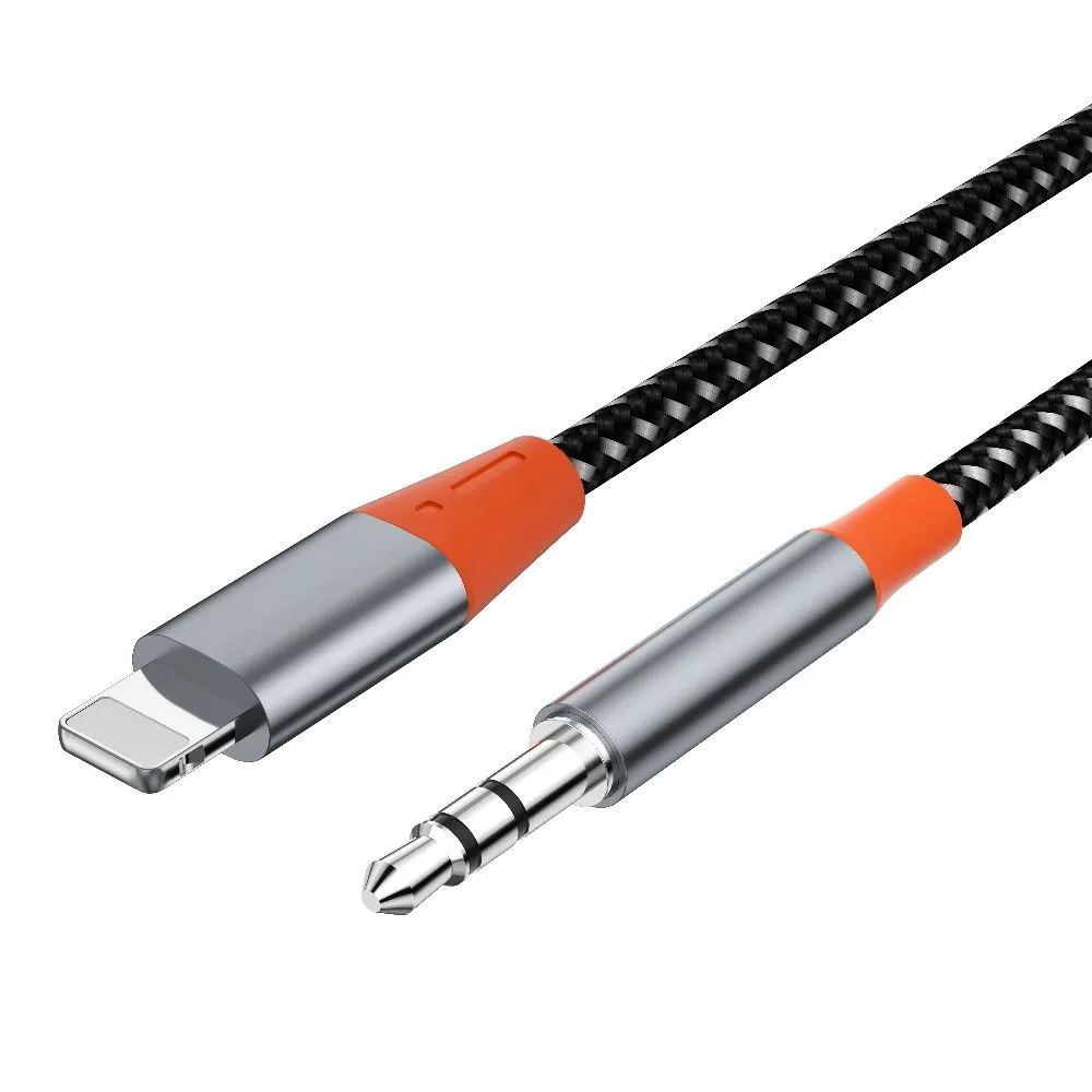 Кабель WiWU YP06 Lightning to AUX 3.5 1m Silver, картинка 1
