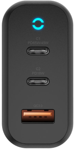 СЗУ EnergEA Ampcharge GAN65W PD65+18w+USB-A PPS/QC3/0 Black, картинка 2