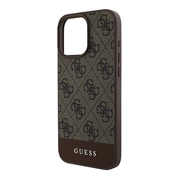 Чехол для iPhone 16 Pro Max GUESS PU Bottom stripe Metal logo Hard Brown, картинка 3