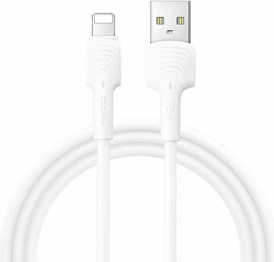 Кабель Recci RTC - N26L USB - Lightning 2.4A, White, картинка 1