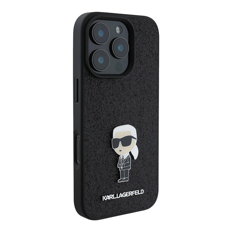 Чехол для iPhone 16 Pro Max KARL LAGERFELD Liquid Glitter NFT Karl Ikonic Hard Transparter/Black, картинка 2