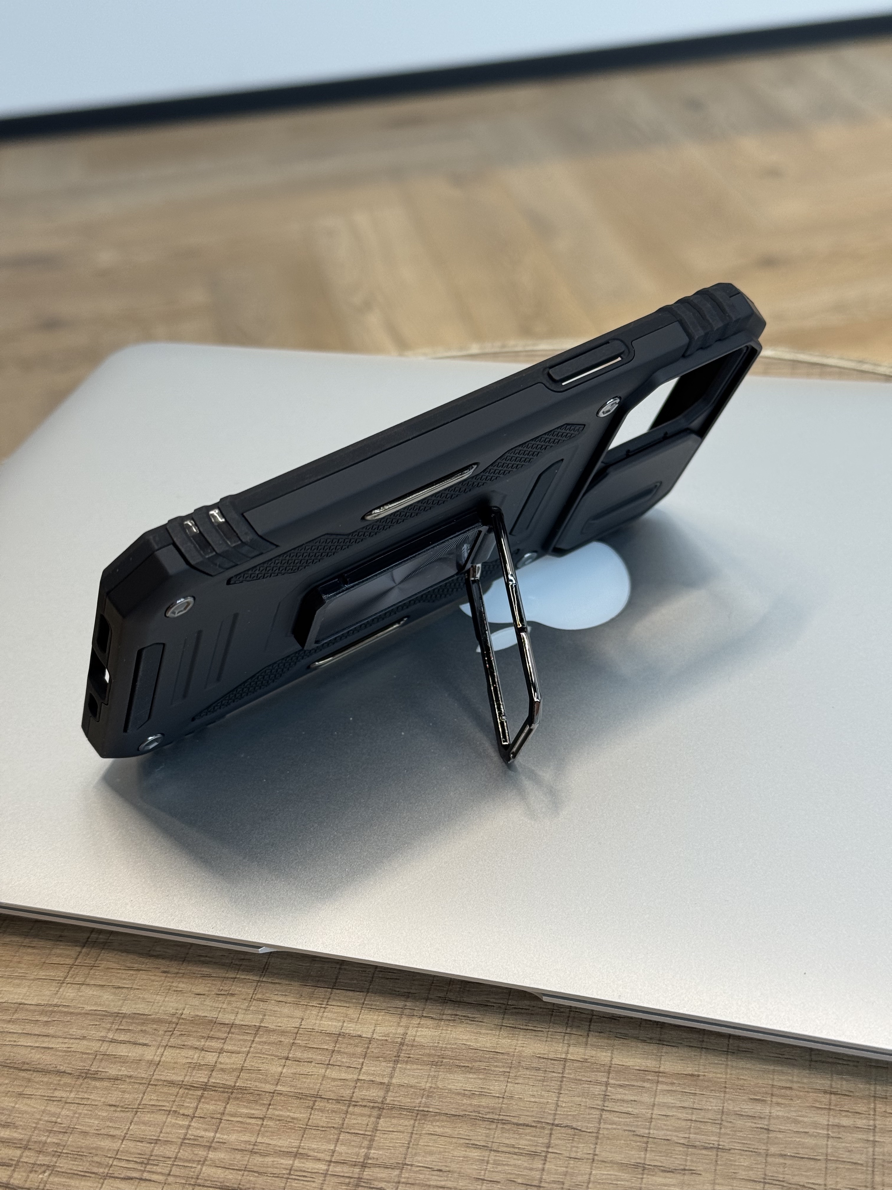 Чехол для iPhone 12/12 Pro с кольцом противоударный, черный, картинка 3