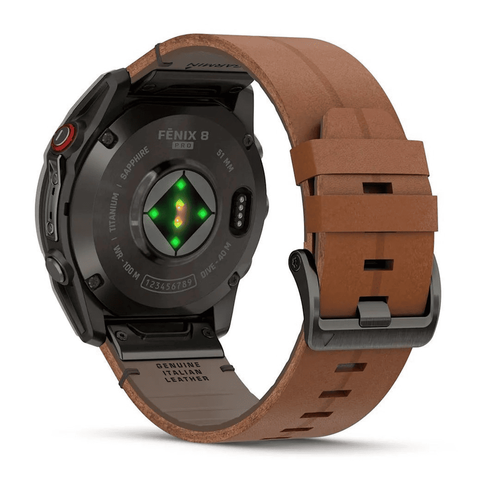 Умные часы Garmin Fenix 8 Pro 51mm Amoled/Sapphire Carbon Grey Titanium Chestnut Leather Band, картинка 3