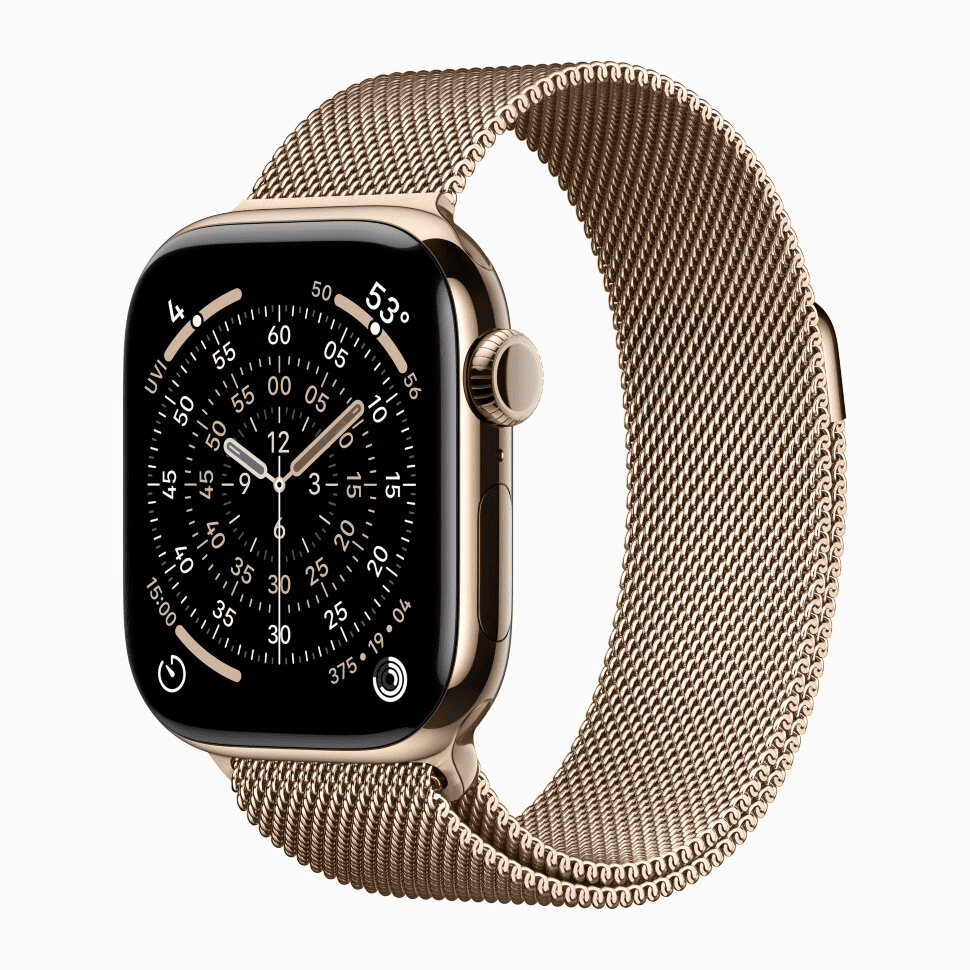 Apple Watch Series 11 GPS 46mm, Gold Titanium Case Gold Milanese Loop , картинка 1