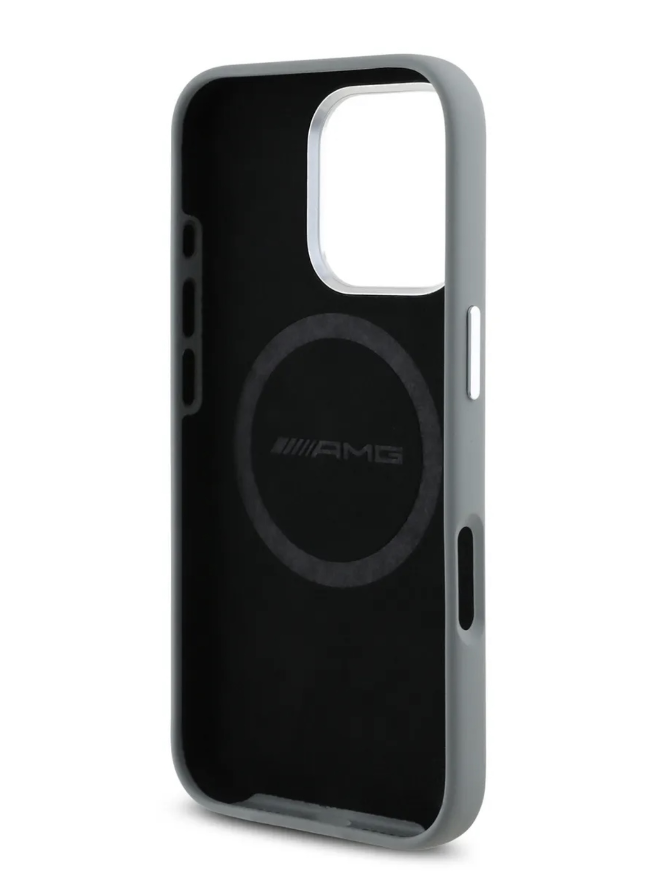 Чехол для iPhone 16 Pro AMG Liquid Silicone Melal Camera Hard Grey MagSafe, картинка 4