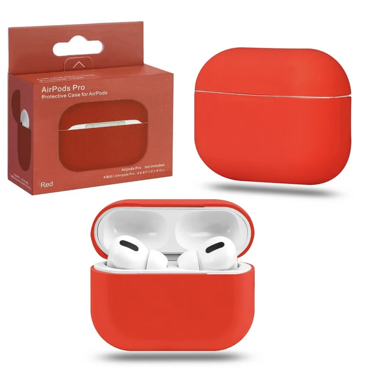 Чехол для AirPods Pro Silicone Case Slim красный, картинка 1