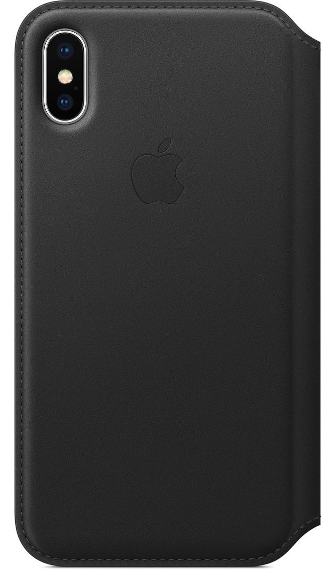 Кожаный чехол Apple iPhone X Leather Folio - Black, слайд 1