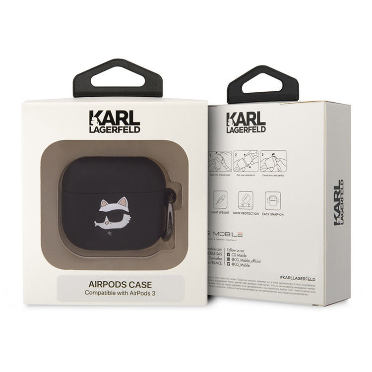 Чехол для AirPods 3 KARL LAGERFELD Silicone case with ring NFT 3D Choupette Black, картинка 3