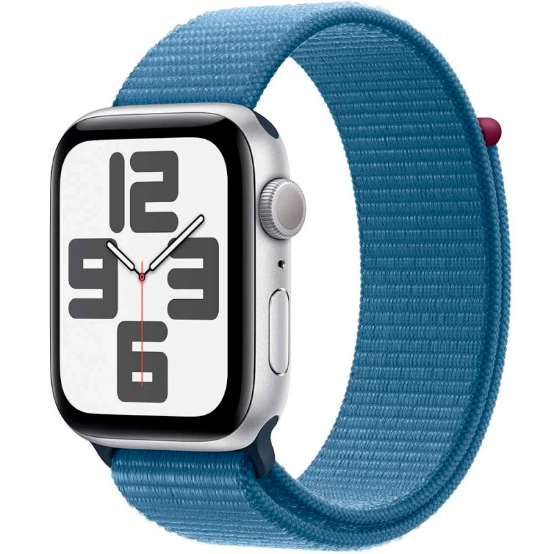 Apple Watch SE 2023, 44 мм, алюминий цвета «Silver», спортивный ремешок цвета «Blue» M/L, картинка 1