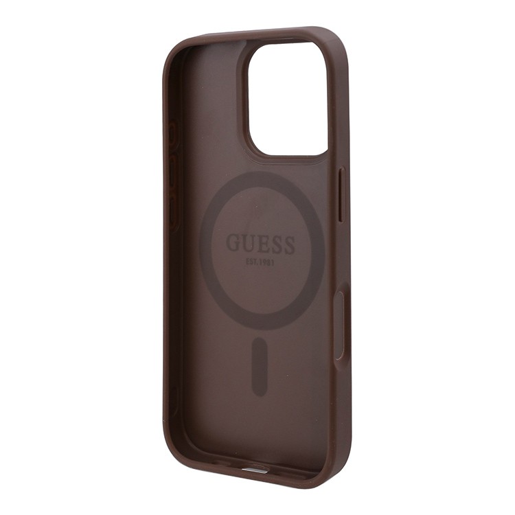 Чехол для iPhone 16 Pro Max GUESS PU Flowers Roses Hard Brown MagSafe, картинка 4