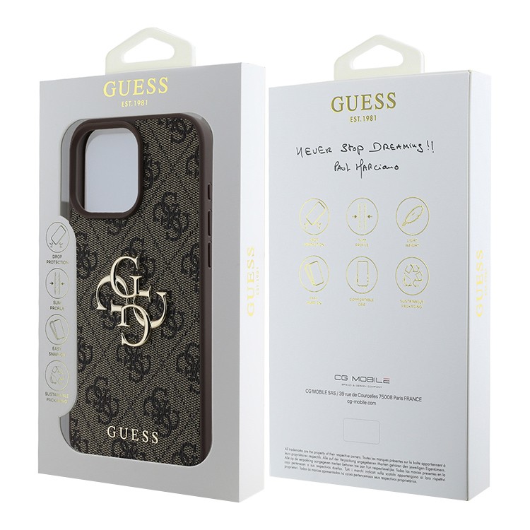 Чехол для iPhone 16 Pro GUESS PU Big Metal logo Hard Brown  , картинка 5