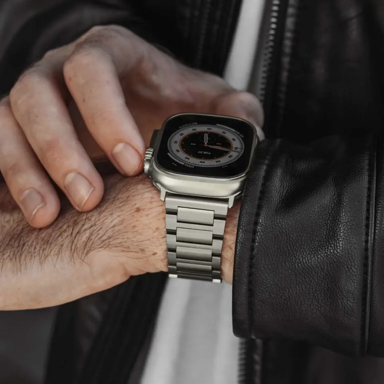 Ремешок для Apple Watch Rado блочный 2 звена 42/44/45/49mm серебро, картинка 2