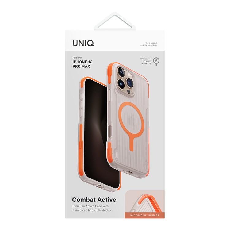 Чехол для iPhone 16 Pro UNIQ Combat Active Volt Orange, картинка 6
