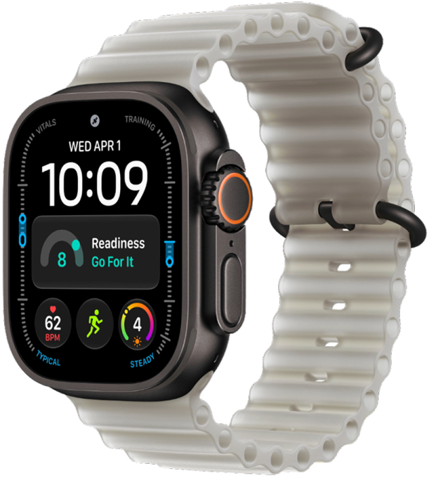 Apple Watch Ultra 4 GPS, 49 мм, черный титан, ремешок Ocean цвета Translucent Gray