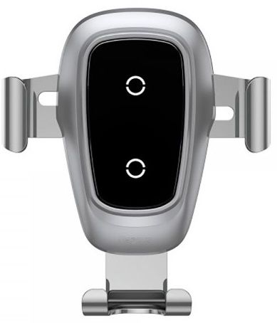 Держатель магнитный c зарядкой BASEUS Metal Wireless Charger Qi Gravity - Silver, слайд 2