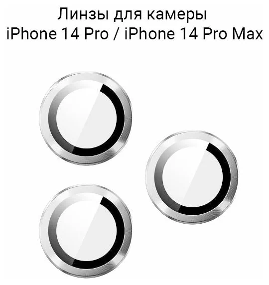 Защитное стекло камеры iPhone 14 Pro/14 ProMax Silver, картинка 1