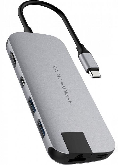 Переходник HyperDrive 4K HDMI 8-in-1 USB-C Hub for MacBook серый, картинка 1