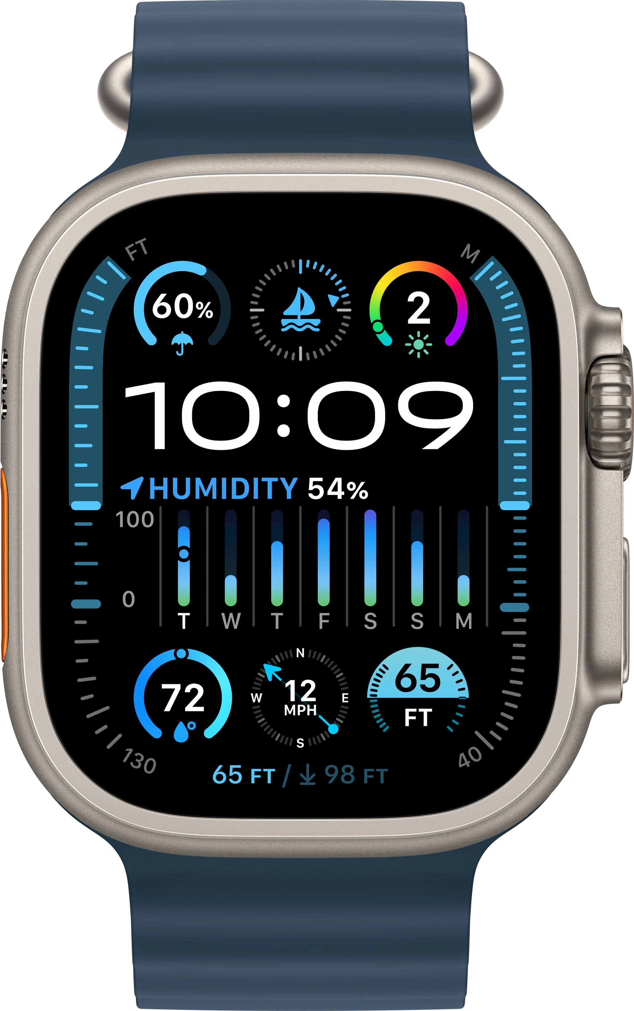 Apple Watch Ultra 2 GPS, 49 мм, корпус из титана, ремешок Ocean синего цвета, картинка 2
