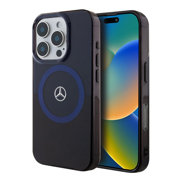 Чехол для iPhone 16 Pro Max MERCEDES Double layer Bicolor Hard Blue/Black MagSafe, картинка 1
