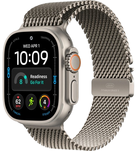 Apple Watch Ultra 4 GPS, 49 мм, натуральный титан, ремешок Milanese цвета Natural