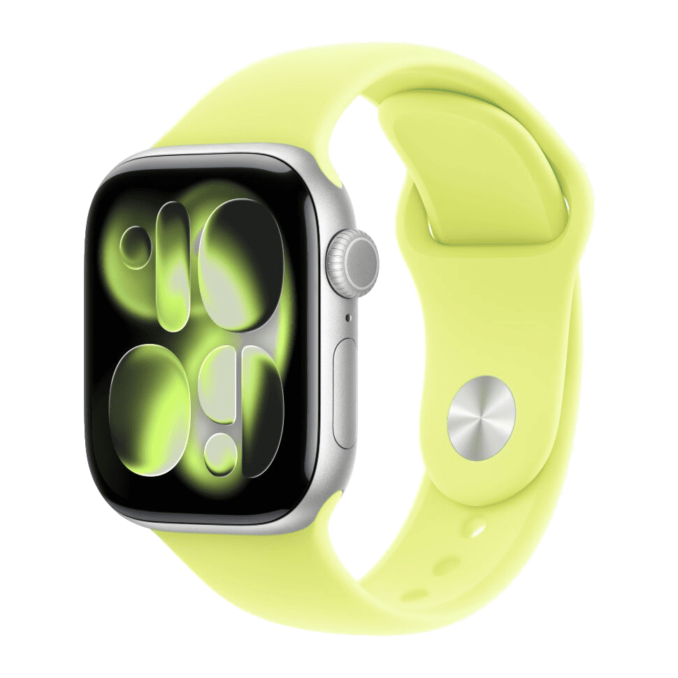 Apple Watch Series 11 GPS 42 мм, алюминий цвета «Silver», спортивный ремешок цвета «Neon Yellow»