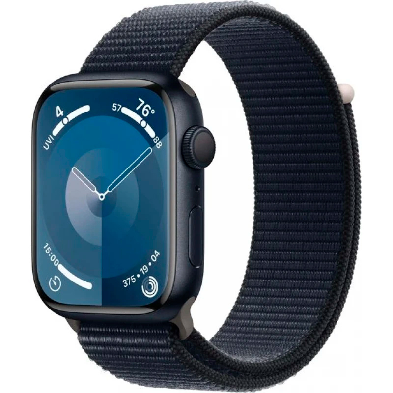 Apple Watch Series 9, 45 мм, алюминий цвета «Midnight», ремешок Loop цвета «Midnight»