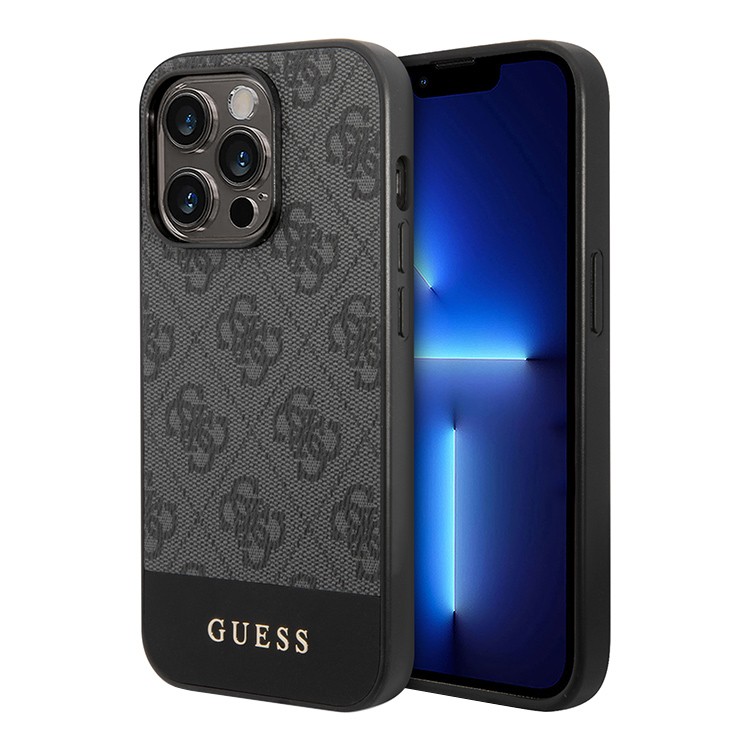 Чехол для iPhone 15 Pro Max GUESS PU Bottom stripe Metal logo Hard Black MagSafe