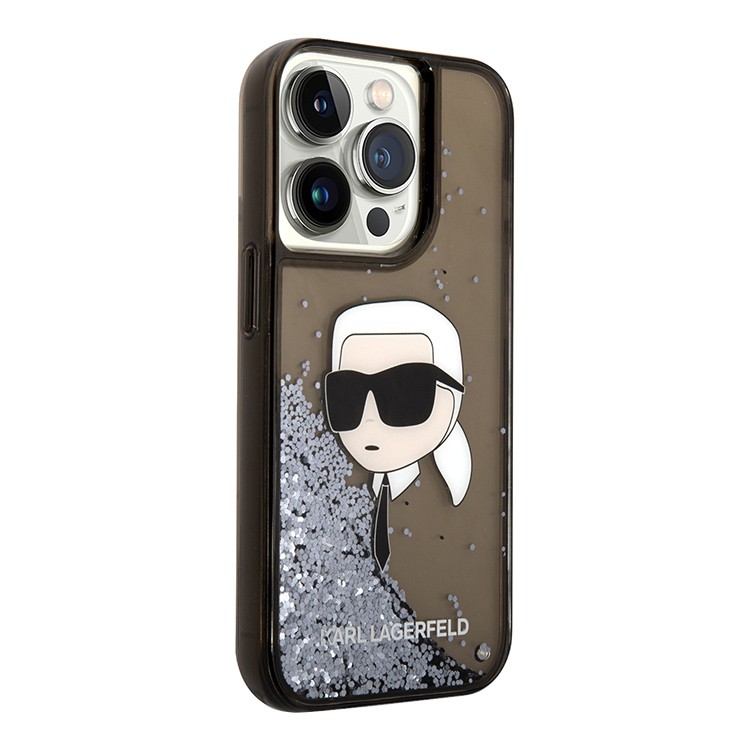 Чехол для iPhone 15 Pro KARL LAGERFELD Liquid Glitter NFT Karl Head Hard Black, картинка 2