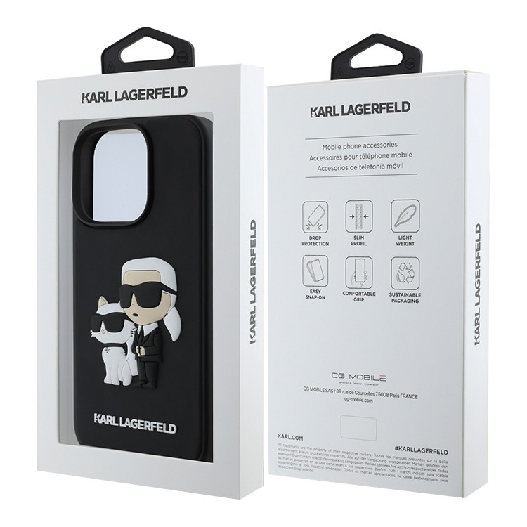 Чехол для iPhone 16 Pro Max KARL LAGERFELD PC/TPU NFT Karl & Choupette Hard Glitter Black, картинка 5