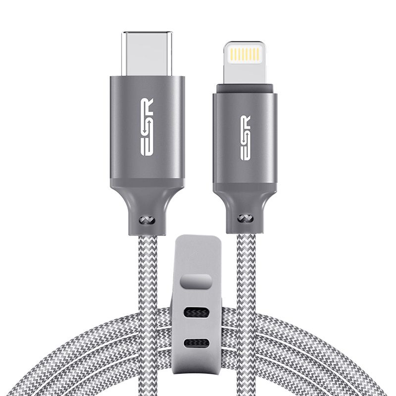 Кабель ESR USB-C to Lightning Fast Data Sync Charging Cable 1m - Silver, картинка 1