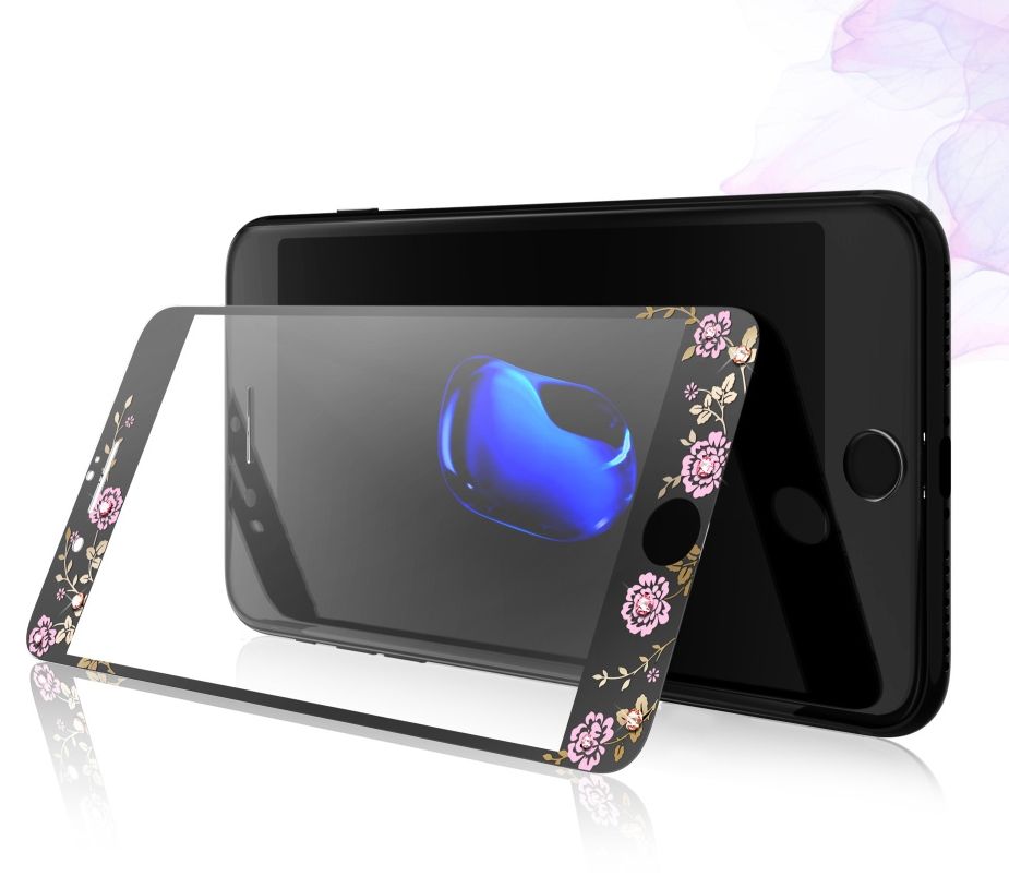 Защитное стекло Kavaro iPhone 7 Flower Tempered Glass - Black, слайд 2
