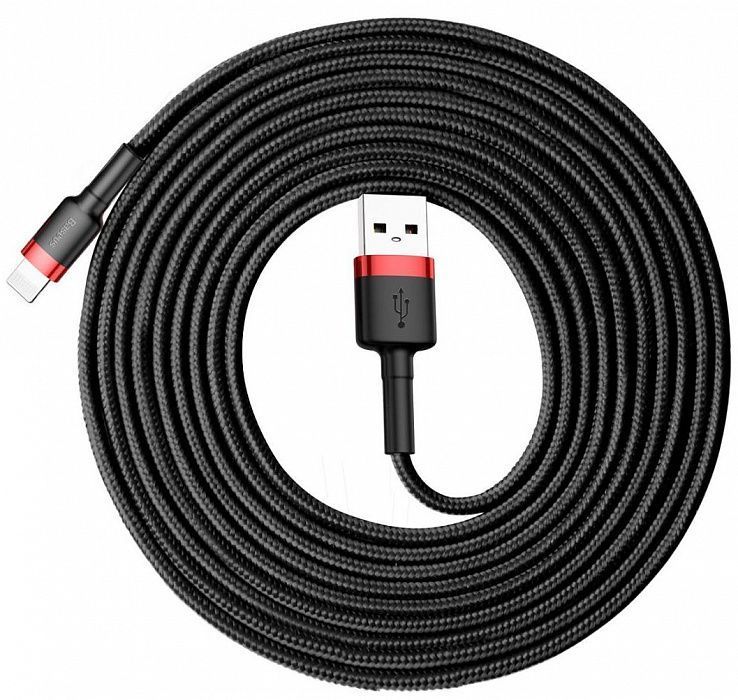Кабель BASEUS Cafule Lightning Cable 2A 3.0m - Black/Red