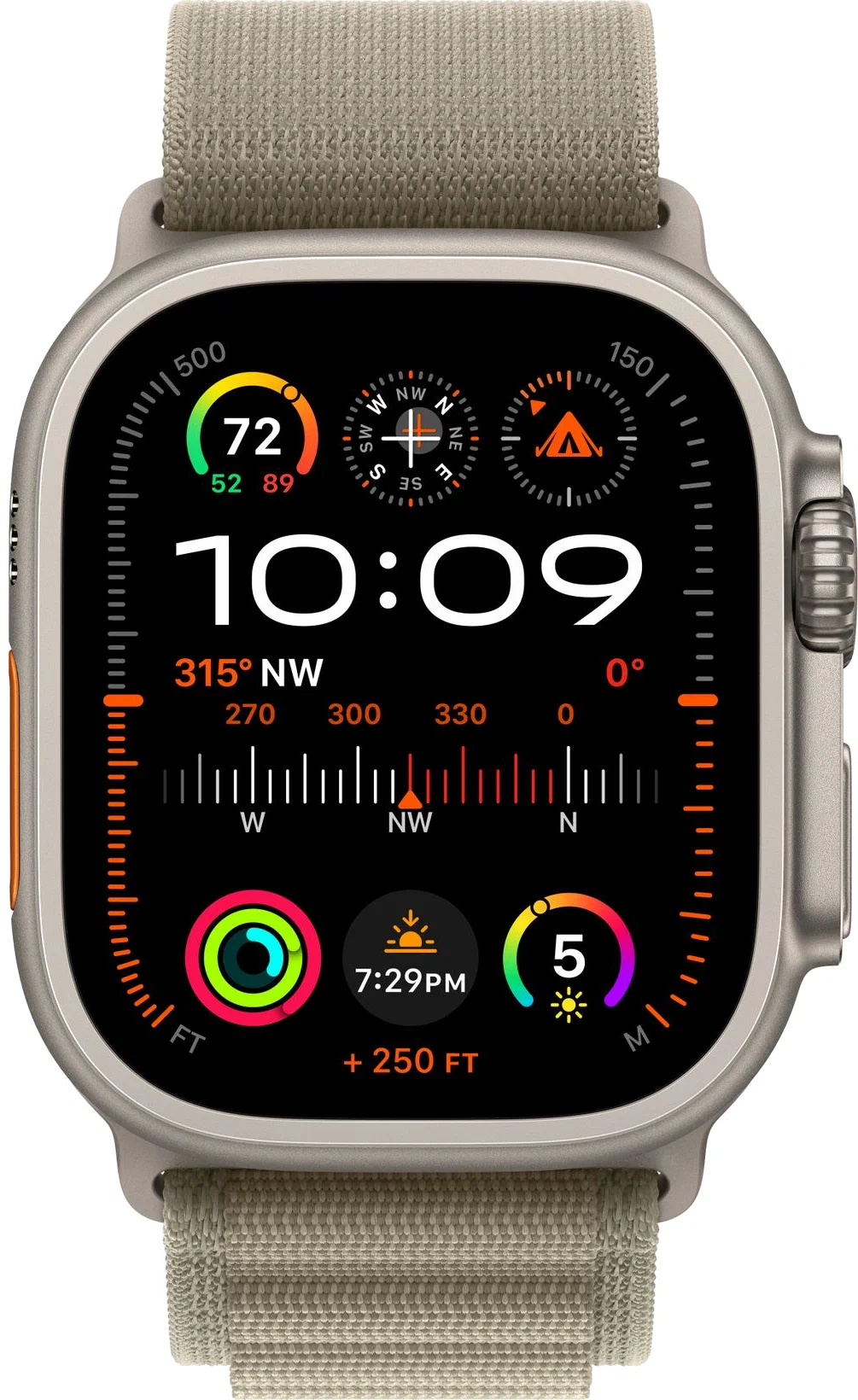 Apple Watch Ultra 2 GPS, 49 мм, корпус из титана, ремешок Alpine оливкового цвета, картинка 2
