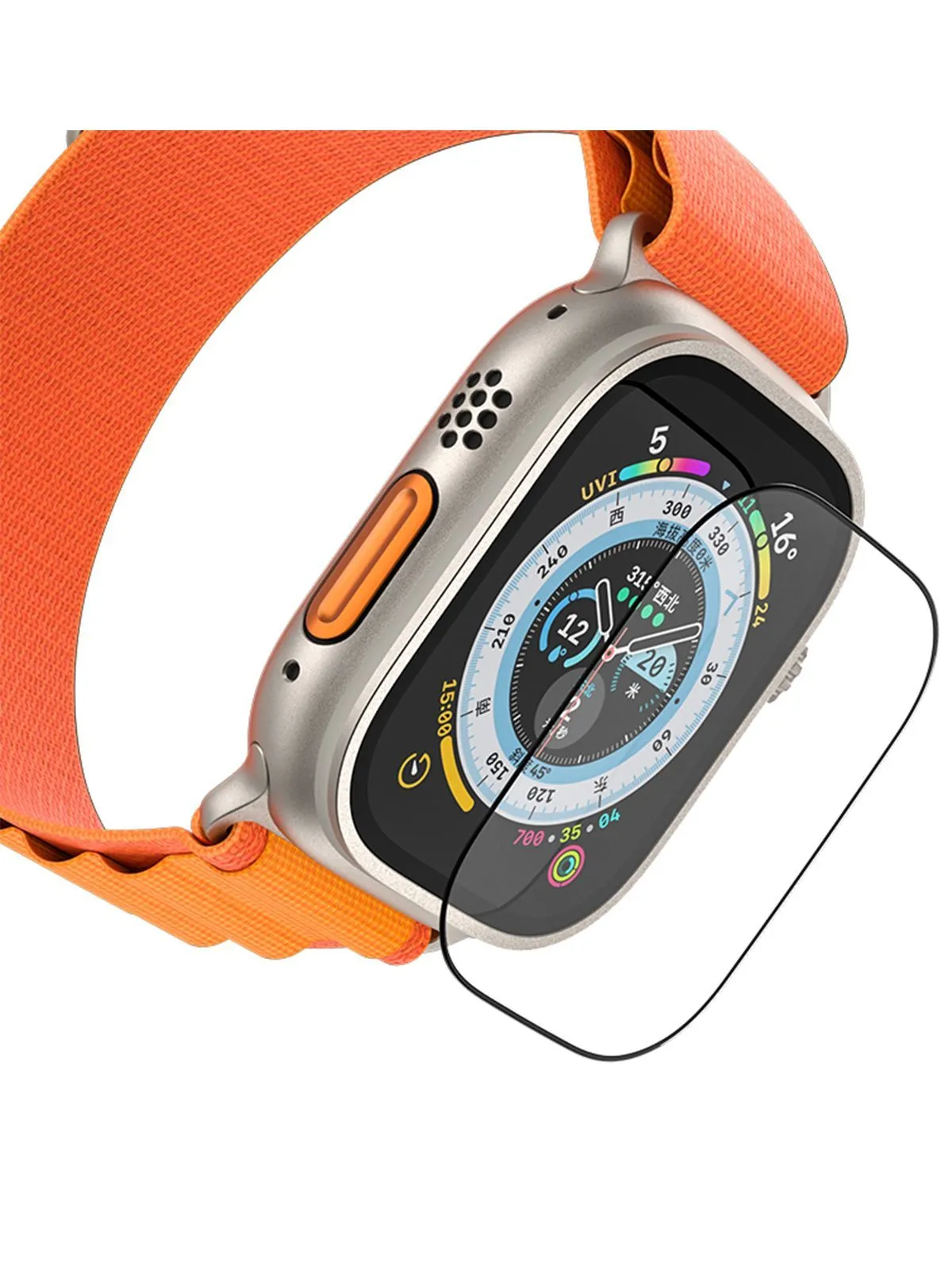 Защитное стекло для Apple Watch BlueO Ultra 49mm, Corning Gorilla USA Black, картинка 3