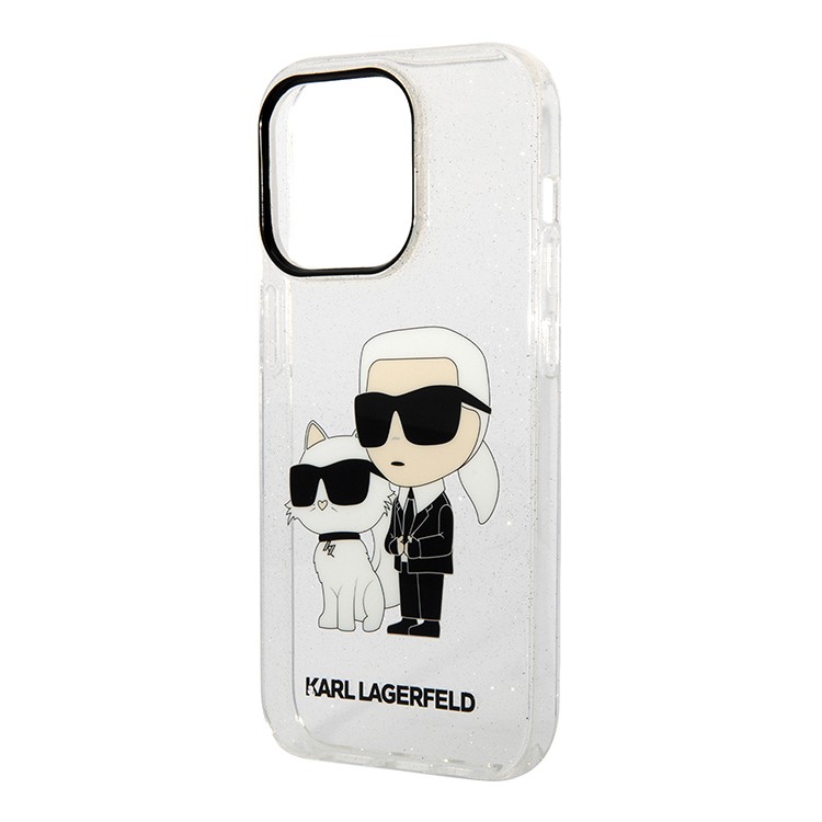Чехол для iPhone 15 Pro Max KARL LAGERFELD PC/TPU NFT Karl & Choupette Hard Glitter Transparent, картинка 3