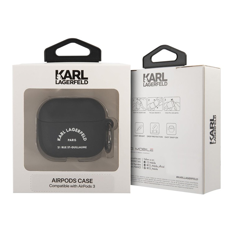Чехол для AirPods 3 KARL LAGERFELD Silicone case with ring RSG logo Black, картинка 3