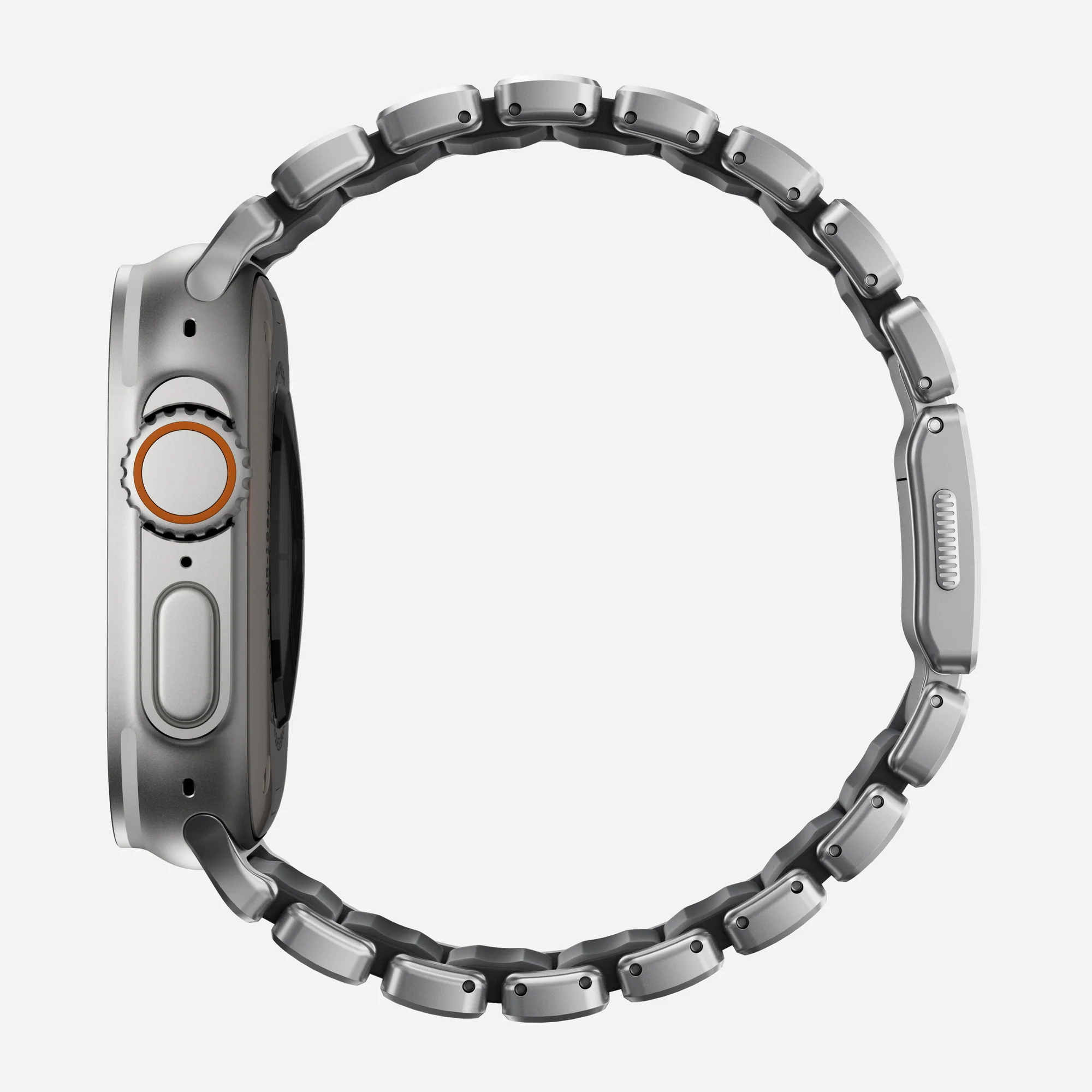 Ремешок Stratos Band Ultra Orange для Apple Watch 44/49mm Silver Metal, картинка 3