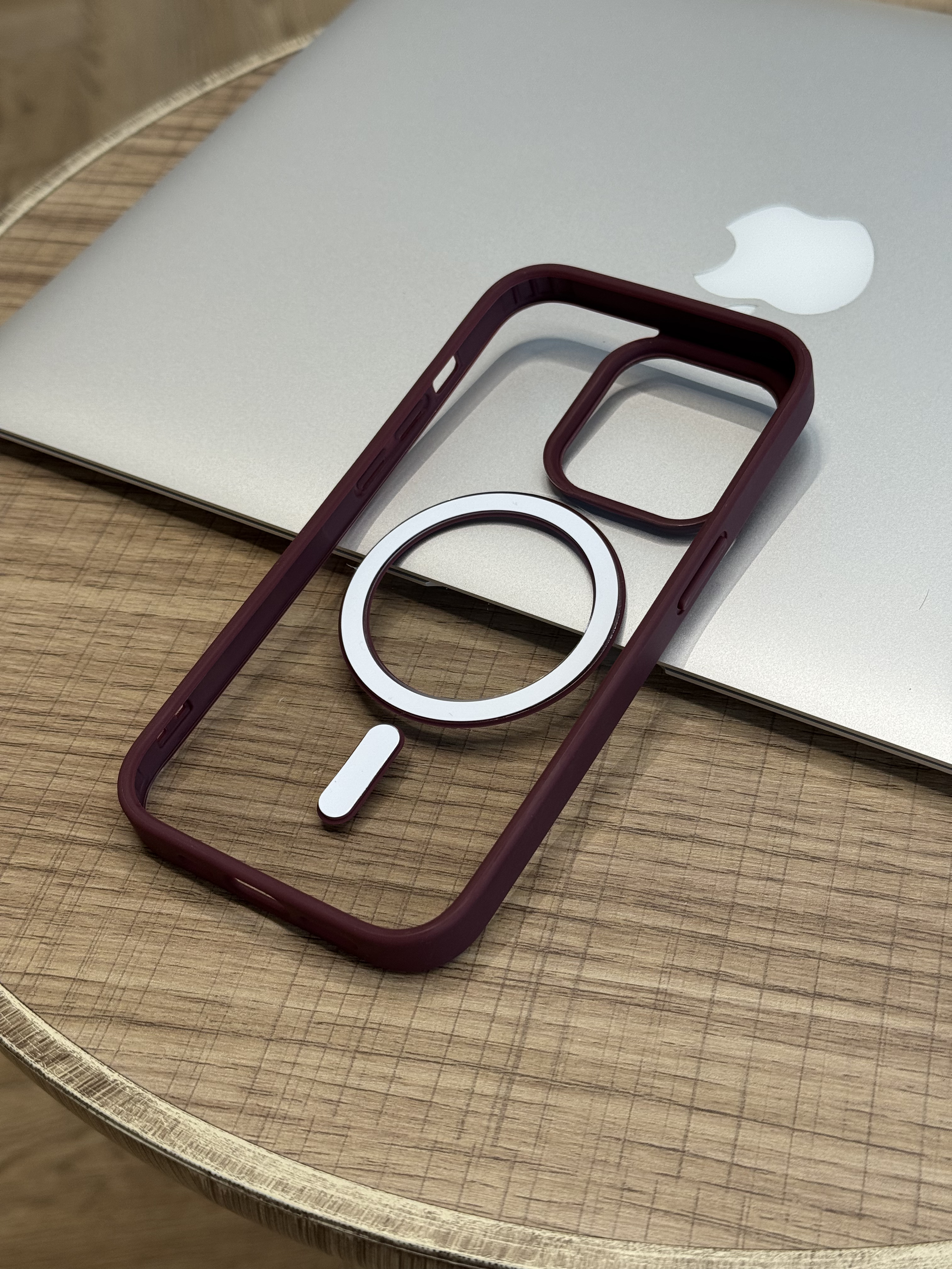 Чехол для iPhone 14 Pro Protection Case Color MagSafe, бордовый, картинка 2