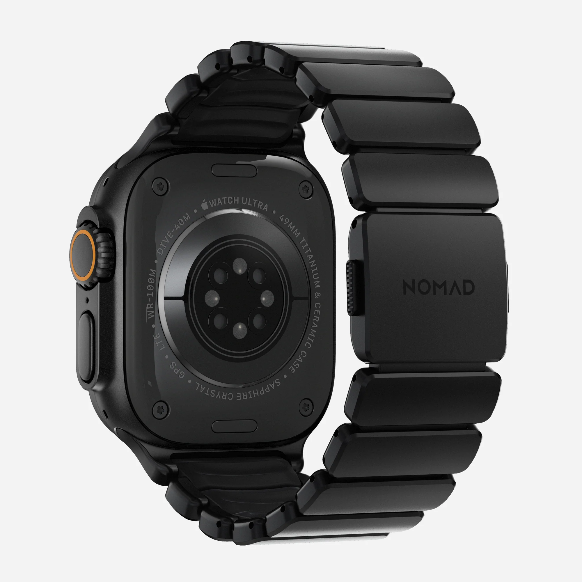 Ремешок Stratos Band Ultra Orange для Apple Watch 44/49mm Black Metal, картинка 4