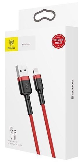 Кабель BASEUS Cafule Lightning Cable 1.5A 2.0m - Red/Red, картинка 3