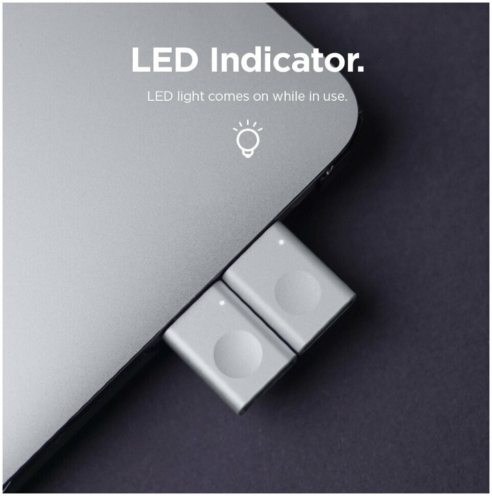 Адаптер Elago USB-C to USB-A Micro Aluminium LED Silver, картинка 5