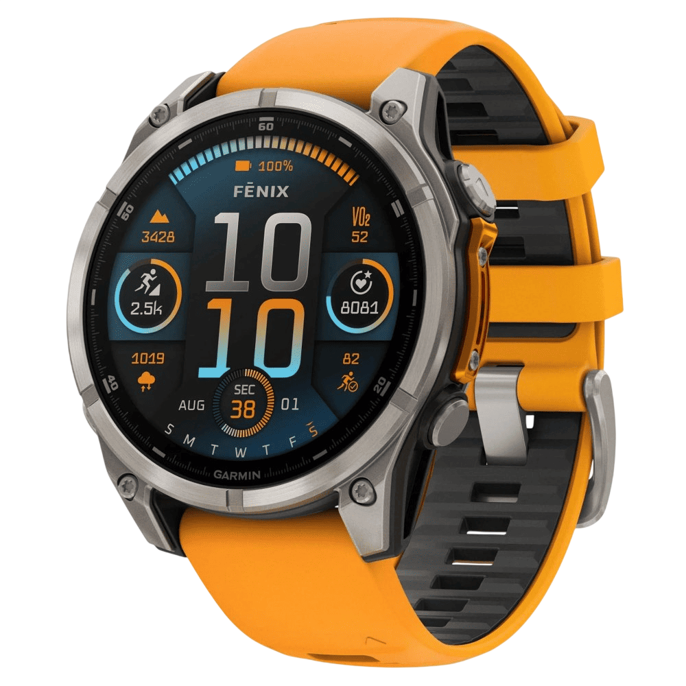 Умные часы Garmin Fenix 8 47mm Sapphire Titanium Spark Orange/Graphite Silicone Band, картинка 1