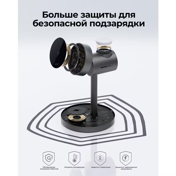Беспроводная зарядка AUKEY Qi Wireless Charging Pad - Black, картинка 12